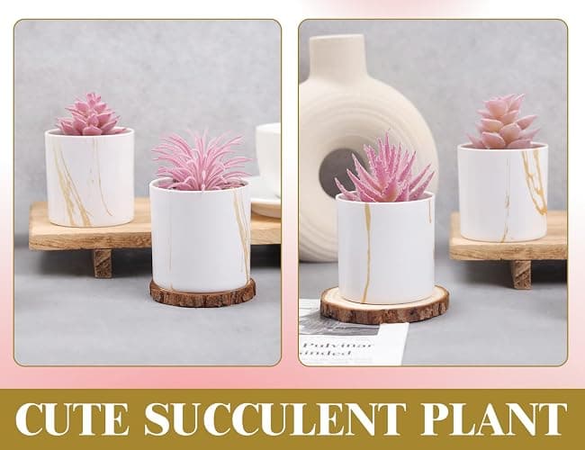 Der Rose 4 Packs Fake Succulents Plants Artificial Indoor for Pink Room Bathroom Decor Office Desk Accessories for Women thumbnail 6