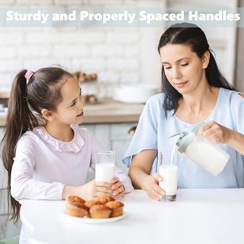 32oz Glass Pitcher with Lid & V-shaped Pour Spout - 1 Quart Double Leak Proof, Creamer Container for Sun Tea, Juice, Cold Brew Coffee, Breastmilk Storage Container thumbnail 2