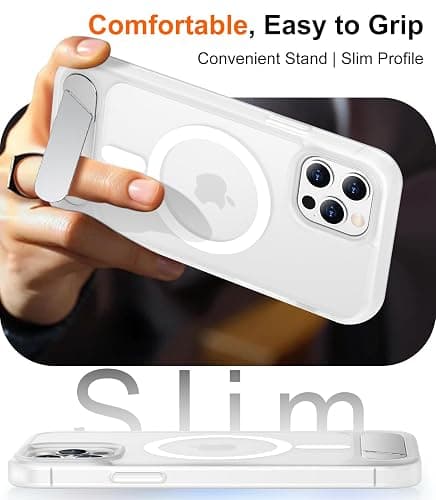 Temdan Magnetic Compatible with iPhone 12 Pro Max Case, [Built-in Invisible Kickstand][Compatible with MagSafe][Military Grade Shockproof] Slim Translucent Matte Phone Case for iPhone 12 Pro Max 6.7" thumbnail 6