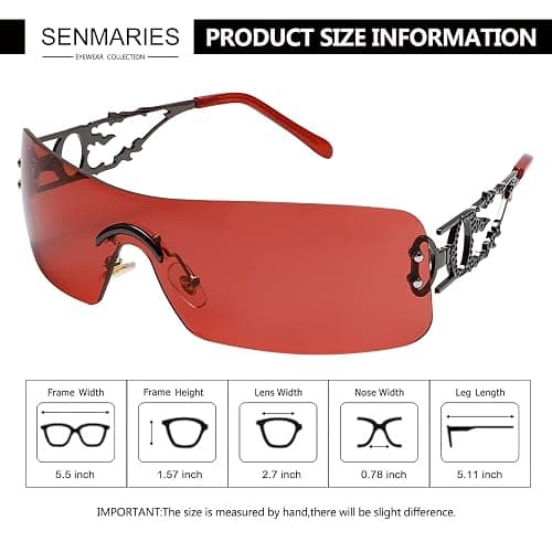 Rimless Y2k Sunglasses For Women Men Rectangle Vintage glasses Fashion Flame Metal Sunglass Frameless Retro Eyewear thumbnail 5