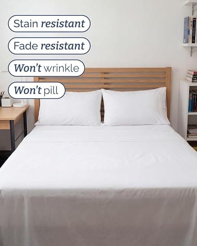 Full XL Bed Sheet - 4 Piece Full XL Bed Sheets Set - Ultra-Soft, Comfy, Breathable & Cooling - Hotel Luxury Bedding for Women & Men with Deep Pockets - Wrinkle Free & Fade Resistant - Oeko-Tex - White thumbnail 5