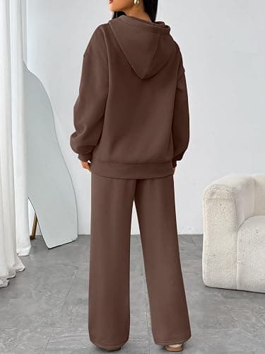 Trendy Queen Womens 2 Piece Outfits Lounge Fall Fashion Sets Oversized Sweatshirts Wide Leg Pants Sweatsuits Winter Clothes thumbnail 4