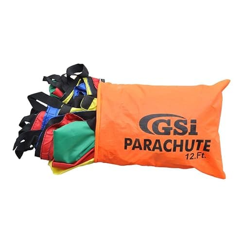 GSi Kids Rainbow Parachute 6 ft to 35 ft for School & Gym Class | Bright Rainbow Colors, 54 GSM Fabric, Cross-Stitched Handles, Field Day & Birthday Parties, Storage Bag Included thumbnail 7
