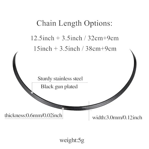 FindChic Stunning Choker Herringbone Chains for Women Stainless Steel 18K Gold/Rose Gold Plated Snake Chain Necklaces 3MM/5MM Width 12.5inch 15inch Adjustable, with Jewelry Box thumbnail 5