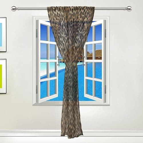 HMZXZ Voile Tulle Window Sheer Curtain Animal Leopard Skin Panel Drapes Kitchen Living Room Decor Bedroom Door Office 55x84 inches, 1 Panel thumbnail 3