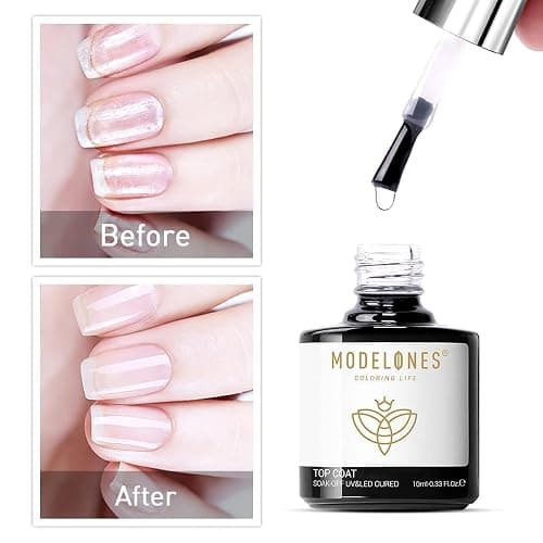 Modelones Top Coat Semipermanente 10ml No Wipe Top Coat UV LED Esmalte en Gel de Uñas para Uñas de Gel Nail Art Manicura thumbnail 5