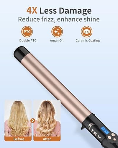 1 1/4 Inch Curling Wand Ceramic Long Barrel,1.25 Inch Curling Wand Iron for Long Hair,Dual Voltage Hair Curling Wand thumbnail 3