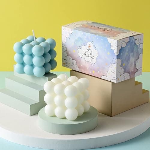Bubble Candle - Cube Soy Wax Candles, Home Decor Candle, Scented Candle Set 2 Pieces, Home Use and Gifting thumbnail 4
