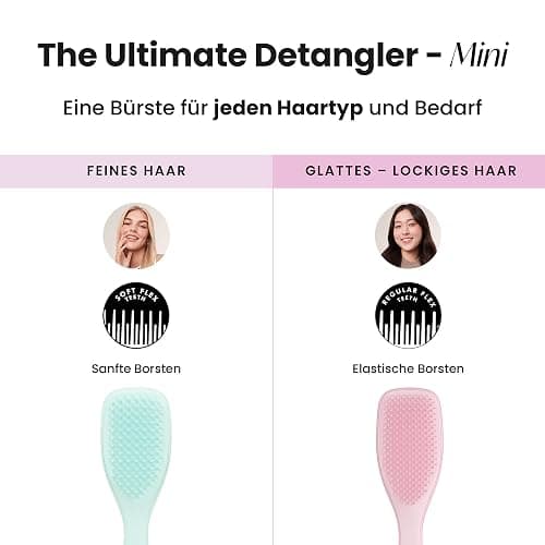 Tangle Teezer Ultimate Detangler Haarbürste, beseitigt Knoten & reduziert Bruch, Mini-Haarbürste für Reisen, kleine Hände & alle Haartypen, Millennial Pink - Millennial Pink thumbnail 7