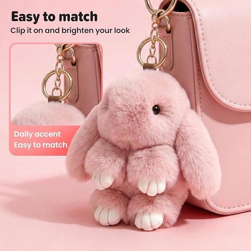 asfanst Adorable Bunny Keychain with Tin Box, Soft Fluffy Plush Rabbit Keychain, Cute Easter Gift for Bag Decoration and Keys thumbnail 6