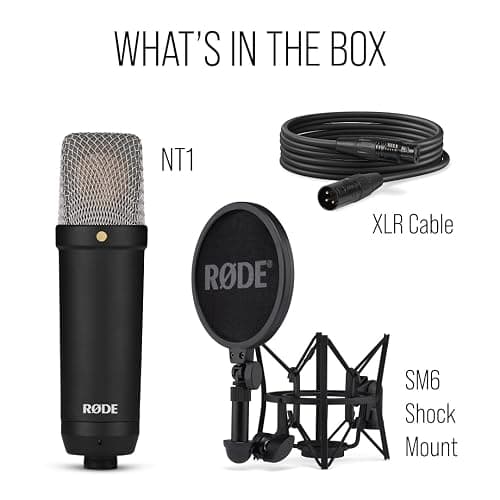 RØDE NT1 Signature Series Large-diaphragm Condenser Microphone with Shock Mount, Pop Filter and XLR Cable for Music Production, Vocal Recording, Streaming and Podcasting thumbnail 9