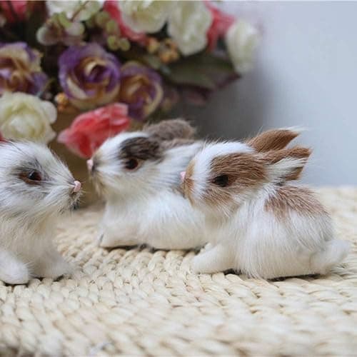 Htppzjr Mini Simulation Rabbits, Realistic Cute Plush Rabbits Lifelike Plush Bunny Realistic Rabbit Miniatures, White Rabbits Home Party Decors Model Gift Miniatures Decorations thumbnail 5