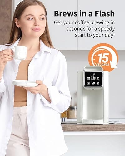 KIDISLE Hot & Iced Coffee Maker with Bold Setting, Single Serve Coffee Maker for K Cup and Grounds, 6-14 Oz Brew Sizes, 50 Oz Removable Water Tank, One Cup Coffee Machine with Reusable Filter, White thumbnail 7