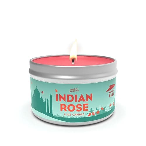 Park Scents Indian Rose Candle - Smells Like The Smell of The Taj Mahal Scene in Soarin' Around The World - Epcot, Disneyworld - Handmade in The USA | 8 oz. Tin - Image 1