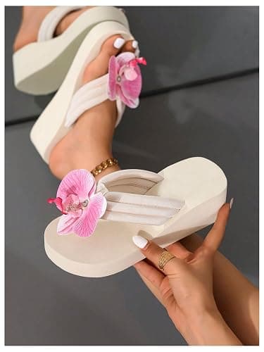 Verdusa Women's 3D Floral Platform Sandals Holiday Wedge Sandals Beach Flip Flops thumbnail 2