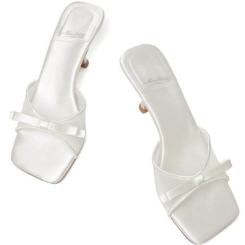 Mostrin Kitten Heels for Women Round Toe Heels With Bow Vintage Mules Sexy Slip on Stiletto Backless Sandals for Party Daily thumbnail 6