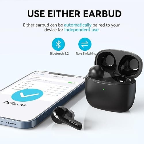 EarFun Wireless Earbuds, [What Hi-Fi Awards] Air Bluetooth In-Ear Headphones with 4 Mics ENC, Sweatshield™ IPX7 Waterproof, Clear Sound, Deep Bass, Wireless Charge, Game Mode, App Customize EQ, 35H thumbnail 6