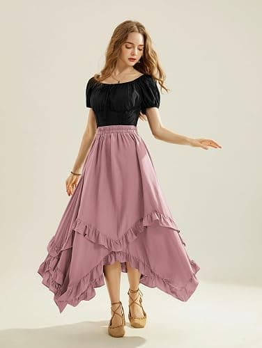 Scarlet Darkness Long Skirts for Women High Waist Renaissance Skirt Maxi Skirt with Pockets thumbnail 7