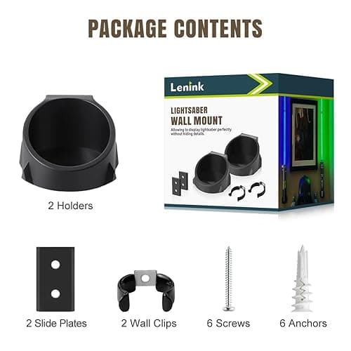Lenink 2 Pack Lightsaber Wall Mount - Holder Rack Compatible with Galaxy's Edge and Most Lightsabers (Black) - Black thumbnail 7