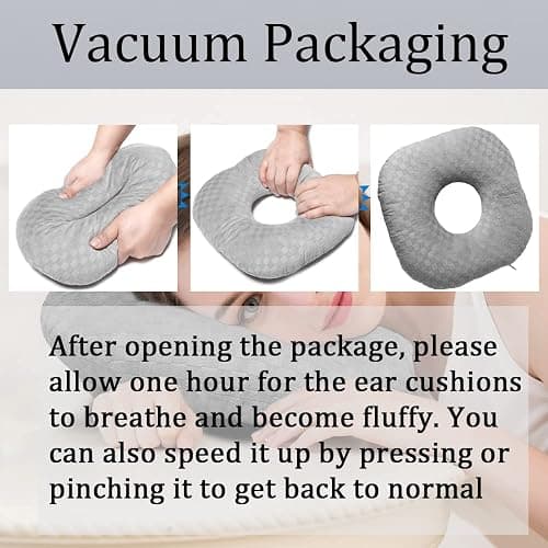 Wuronsa Ear Piercing Pillow for Side Sleepers with an Ear Hole for CNH and Ear Pain Ear Inflammation Pressure Sores, Cotton O-Shaped Side Sleeping Pillow, Ear Guard Pillow thumbnail 8
