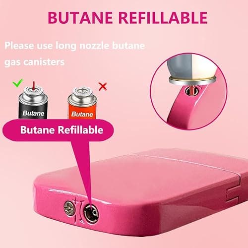 Torch Lighter, Pink Flame Lighter, Cute Pink Glitter Torch Windproof Cool Lighter, Metal Refillable Butane Lighter, Outdoor, Indoor, Camping, Candle, Birthday, Gift (Without Butane) thumbnail 4
