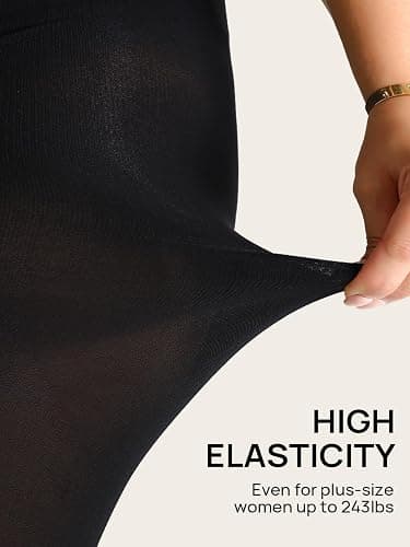 MANZI Women's 2 Pairs Control Top Pantyhose High Waist Plus Size Tights Ultra-Soft thumbnail 4