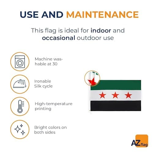 AZ FLAG - Free Syrian Army Flag - 3x5 Ft - 100D Polyester Army Of Syria Banner with Two Metal Grommets - Fade Resistant - Vivid Colors - 3' x 5' Feet - 150x90 Cm thumbnail 5