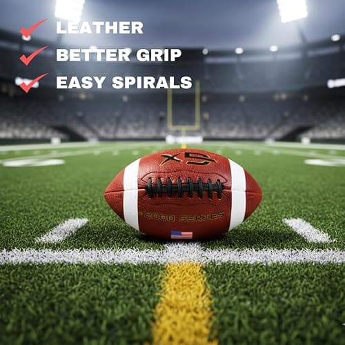 GX TOUR+ Official Size 9 Football, 2000 Series Collection, Premium Leather Construction, American Football with Ball Pump, College Regulation Size thumbnail 2