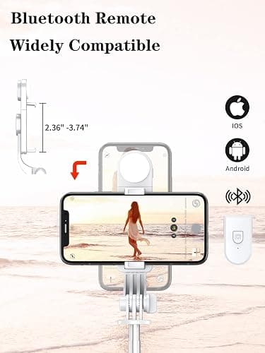 Selfie Stick Tripod with Wireless Remote, 46'' Cellphone Selfie Stick Tripod with LED Fill Light, for iPhone 16/15/14/14 pro/13/13 Pro/12/11/11 Pro/XS Max/XS/XR/X/8/7 and Android Smartphone(Upgrade) - White-46in thumbnail 4