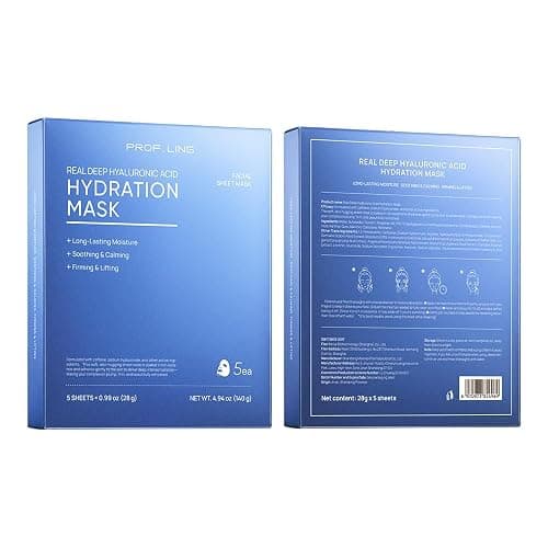 PROF.LING Real Deep Hyaluronic Acid Face Mask, Deep Hydrating & Moisturizing Sheet Mask for Dry, Dehydrated & Sensitive Skin, Intensive Moisture Care, Korean Skincare, 28g x 5 ea thumbnail 8