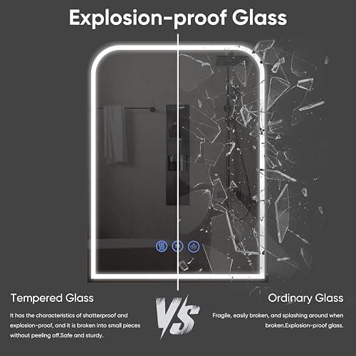 Antok LED Bathroom Mirror, LED Mirror with Lights for Bathroom, Lighted Vanity Mirrors for Wall, Anti-Fog, Dimmable, Tempered Glass, Memory Function, 3 Colors, Safe Use, 32" L x 24" W, White thumbnail 7