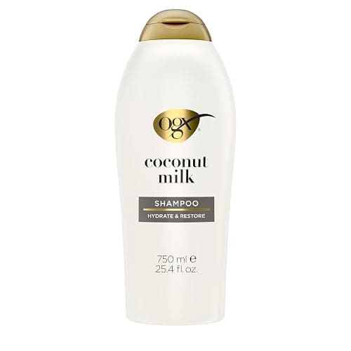OGX Nourishing + Coconut Milk Shampoo, Hydrating & Restoring Shampoo Moisturizes for Soft Hair After the First Use, Paraben-Free, Sulfate-Free Surfactants, 25.4 fl. oz - Image 1