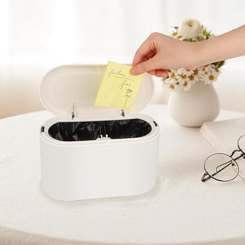 talifoca Pattumiera da tavolo con coperchio, 2 l, piccola pattumiera da tavolo con coperchio, per lavabo, cucina, bagno, ufficio, scrivania, wc auto, letto, 22 x 11 x 13 cm thumbnail 4