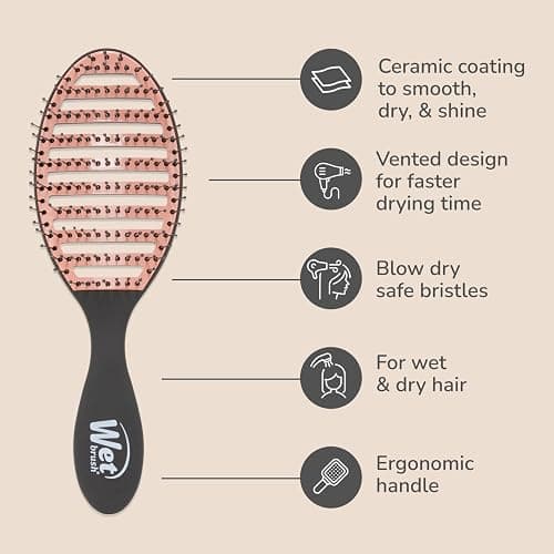 Wet Brush Ceramic Speed Dry Hair Brush, Black - Vented Design & Soft HeatFlex Bristles for Blow-Dry Safe Styling - Ergonomic Handle for Pain-Free Detangling - Hair Accessories for All Hair Types thumbnail 4