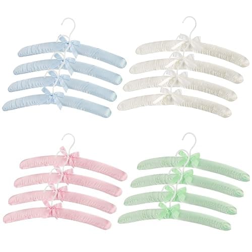 Tosnail 12 Pack Satin Padded Hangers Foam Padded Dress Hangers - Pink, Blue, Green, Ivory thumbnail 5