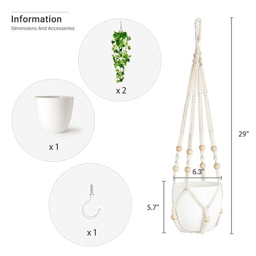 Dahey Fake Hanging Plants Artificial Decor Macrame Hanger with Artificial Vines in Pots Greenery for Wall Ceiling Bedroom Bathroom Indoor Home Decor, 1 Pack thumbnail 4