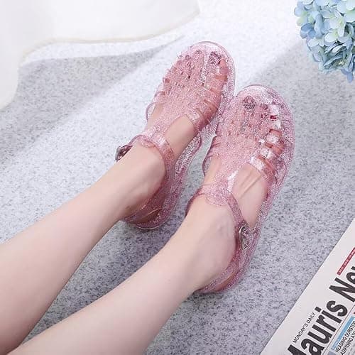 Hee grand Crystal Jelly Heel Sandals for Women Summer Beach Jelly Shoes thumbnail 2