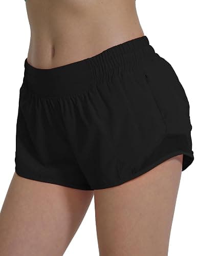 AugIris Athletic Running Shorts for Women with Zipper Pocket Soft Gym Workout Shorts with Mesh Liner Qucky Dry - Image 1