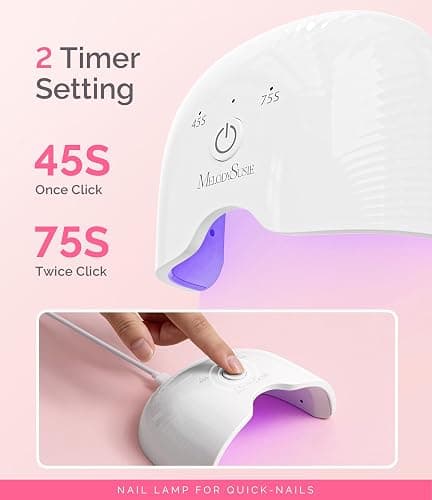 MelodySusie Small LED UV Nail Lamp with Lightweight Design, P-ART06F Nail Dryer with Simple Button Control Cures All Soft Gels at Home, Especially Half-Cured Gel, Base Coat & Top Coat White thumbnail 5