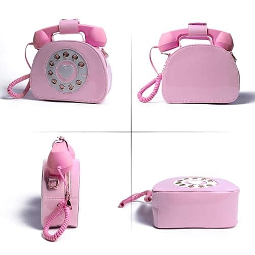Oweisong Fun Telephone Purse for Women Novelty Pink Phone Tote Handbags Top Handle Shoulder Crossbdoy Bag thumbnail 3