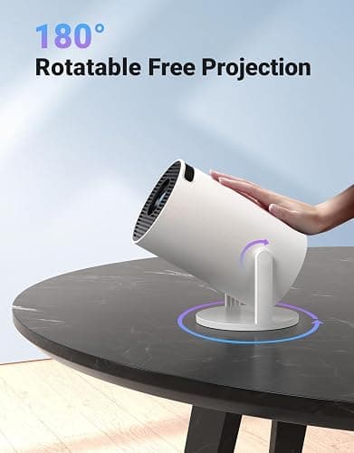 Mini Projector 180LM with WiFi 6 & BT 5.2 Native 720P HD Portable Projector | Built-in APPs, 180° Rotatable, Auto Keystone & Manual Focus, Smart Projector Compatible with HDM, USB, Phone, Laptop thumbnail 6