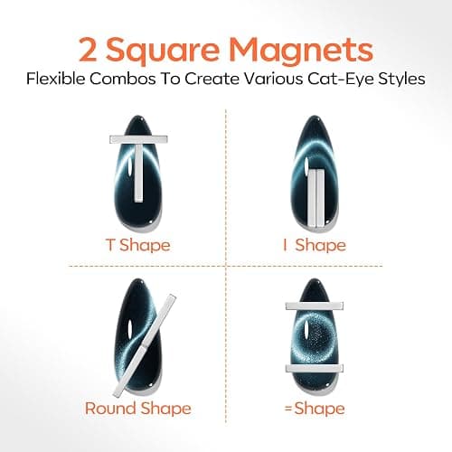 modelones Cat Eye Magnet Set for Nails, Powerful 3 IN One Magnetic Pen Heart Nail Design Square Double Head Round Magnets Tool Winter Christmas Manicure Glassy Moon French Flower Cateye Effect, 10 PCS thumbnail 4