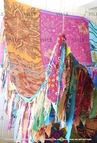 YILLE Boho Tent - Saree Tent - Bed Canopy | Bohemian Wedding Backdrop | Gypsy Hippie Decor - Floor Seating Area | Meditation Room - Glamping, X-Large thumbnail 4