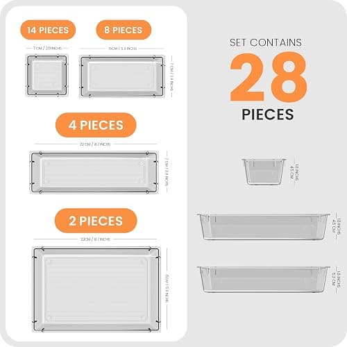 A-LuGei 【𝟮𝟴𝗣𝗖𝗦】 Desk Drawer Organiser, Tool Box Organiser Dividers, Desk Drawer Organisers, Garage Organisation Tool Trays Screw Cart Cabinet WorkBench【𝟰 𝗦𝗶𝘇𝗲】【𝗖𝗹𝗲𝗮𝗿】 thumbnail 7