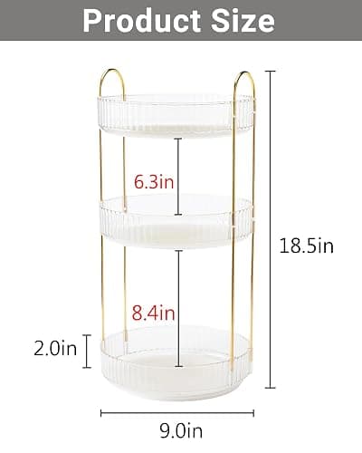 Asayuee 360 Rotating Makeup Organizer,3 Tier Large Capacity Make Up Organizers and Storage,Skincare Perfume Vanity Organizers,Bathroom Cosmetics Storage Organizer Countertop (Clear-3 Tier) thumbnail 3