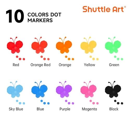 Shuttle Art Dot Markers, 10 Colors Washable Markers for Toddlers,Bingo Daubers Supplies Kids Preschool Children, Non Toxic Water-Based thumbnail 3