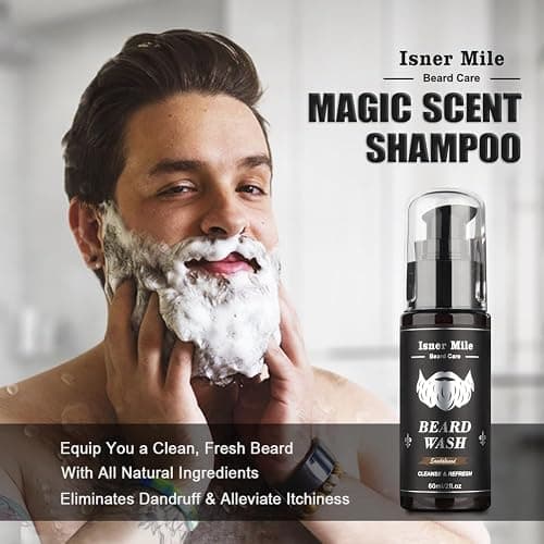 Isner Mile Beard Grooming Kit for Men Care: Trimming Sets with Beard Wash - Oil - Balm - Brush - Comb & Straight Razor, Birthday Christmas Gifts Mens Stocking Stuffers for Him Boyfriend Dad Husband thumbnail 4