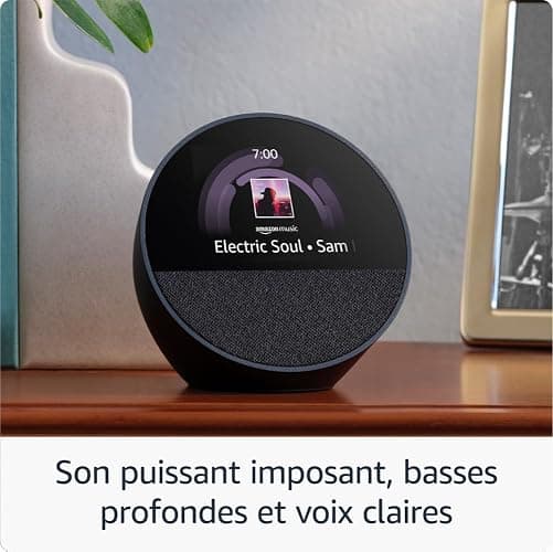 Amazon Echo Spot (Nouvelle génération) | Réveil connecté avec un son de qualité et Alexa | Noir thumbnail 3