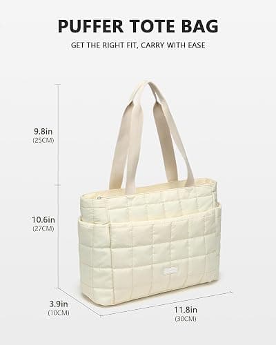 HKCLUF Quilted Puffer Tote Bag for Women 20L Lightweight Waterproof Large Work Travel Gym Tote Bag with Laptop Compartment thumbnail 6