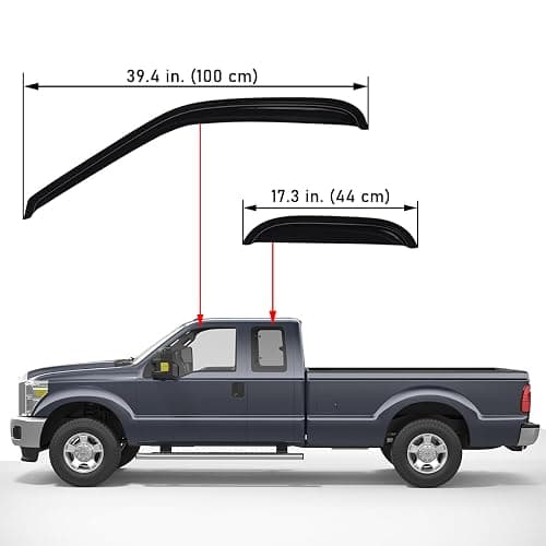 Lightronic Extra Durable Outside-Mount Auto Vent Window Visor, Fits 1999-2016 Ford F-250 & F-350 Super Duty SuperCab, UV Protection Rain Guard, Original Wind Deflector, No-Drilling, Smoke, 4-Pcs thumbnail 3